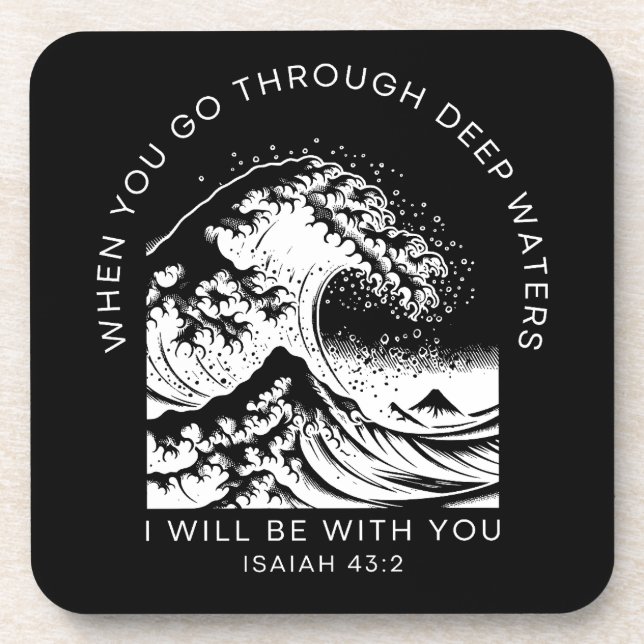 Bible Quote About Water Isaiah 43:2 Beverage Coaster (Front)