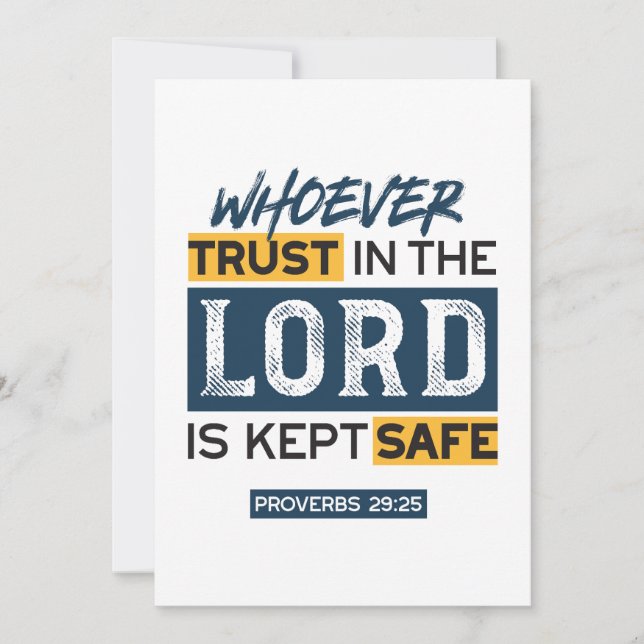 Bible Quote Art - Proverbs 29:25 Trust in God Holiday Card (Front)