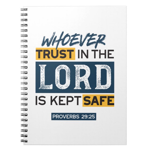 Bible Quote Art - Proverbs 29:25 Trust in God Notebook (Front)