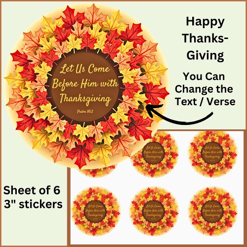 Bible Quote Autumn Leaves Thanksgiving Classic Round Sticker