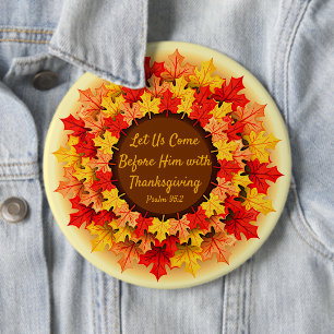 Bible Quote Autumn Leaves Thanksgiving Colossal Button