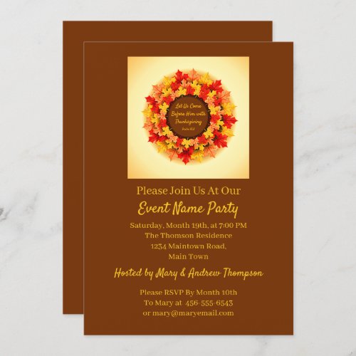 Bible Quote Autumn Leaves Thanksgiving Invitation