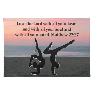 BIBLE QUOTE GYMNASTICS DESIGN CLOTH PLACEMAT