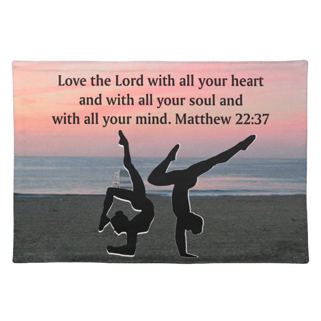 BIBLE QUOTE GYMNASTICS DESIGN CLOTH PLACEMAT (Front)