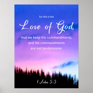 Bible Quote Love of God Purple Poster