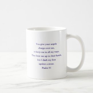 Bible Quote Psalm 91 Gift, Purple Angel Coffee Mug