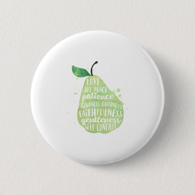 Bible Quote Religious Green Pear  Button (Front)