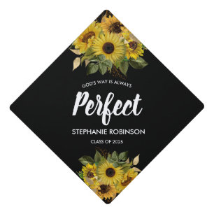 Bible Quote Sunflower Modern Graduation Cap Topper