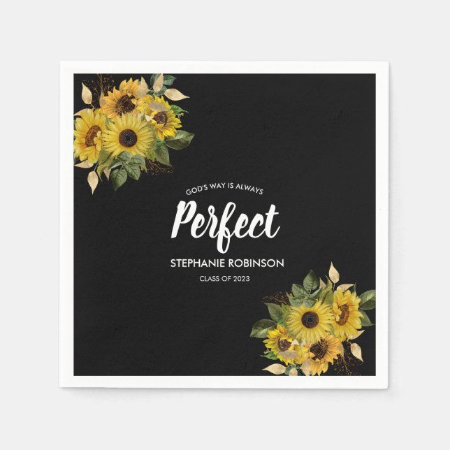 Bible Quote Sunflower Modern Napkins (Front)