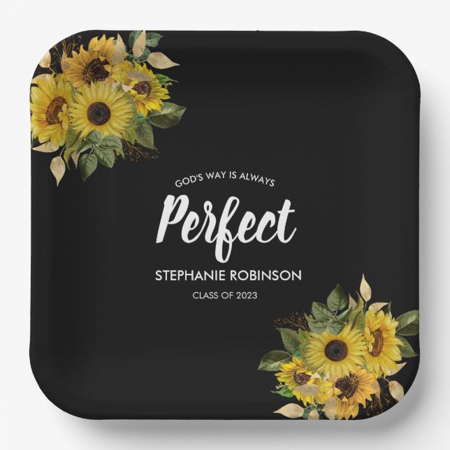 Bible Quote Sunflower Modern Paper Plates (Front)