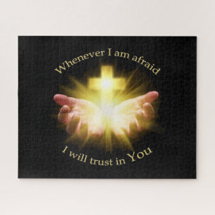 Bible quote with hands holding Cross Jigsaw Puzzle
