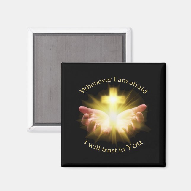 Bible quote with hands holding Cross Magnet (Front/Back)