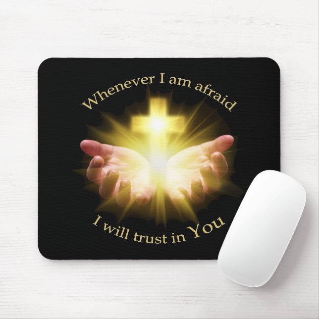 Bible quote with hands holding Cross Mouse Pad (With Mouse)