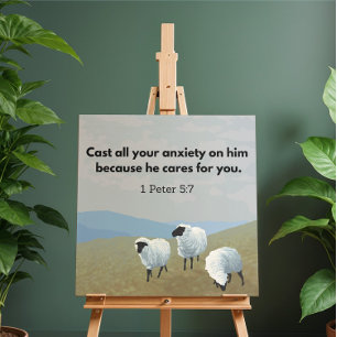 Bible Quotes, Christian Art 1 Peter 5:7 Foam Board