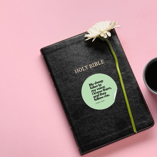 Bible Quotes: John 10:27, Gospel Verse #1 Classic Round Sticker (Creator Uploaded)