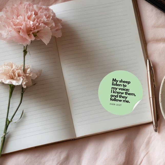 Bible Quotes: John 10:27, Gospel Verse #1 Classic Round Sticker (Creator Uploaded)