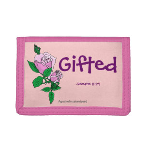 Bible Quotes Pink Tri-Fold Trifold Wallet