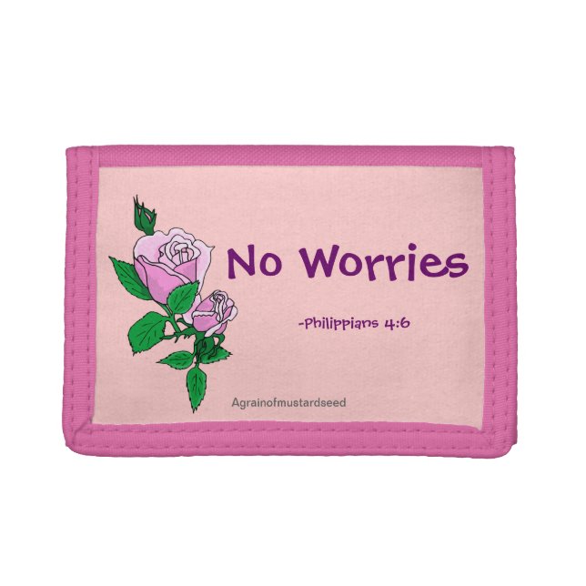 Bible Quotes Pink Tri-Fold Wallet (Front)