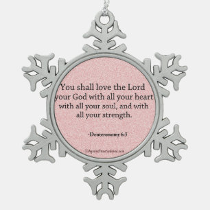 Bible Quotes Snowflake Pewter Christmas Ornament