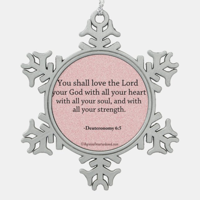 Bible Quotes Snowflake Pewter Christmas Ornament (Front)