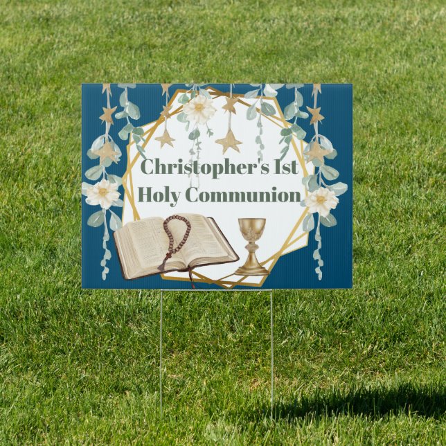 Bible rosary beads gold chalice eucalyptus vine sign (Insitu)