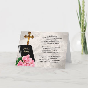 Bible & Roses Goddaughter Poem Greeting Card