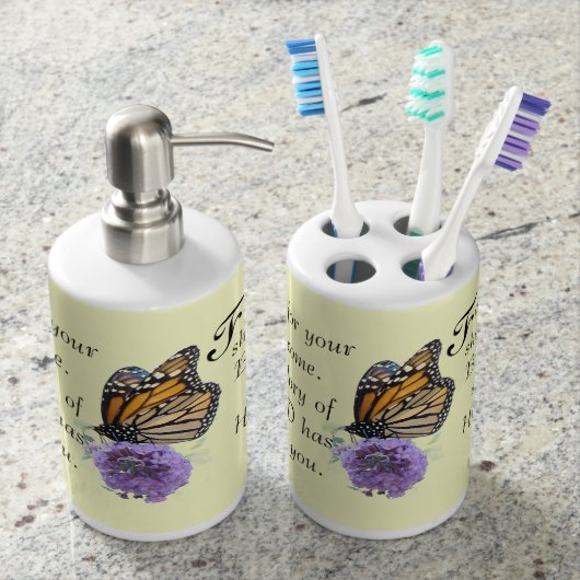 Bible Scripture Christian Inspiration Soap Dispenser & Toothbrush Holder (Front)
