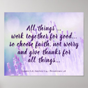 Bible Scripture Encouragement Quotes Flower Purple Poster