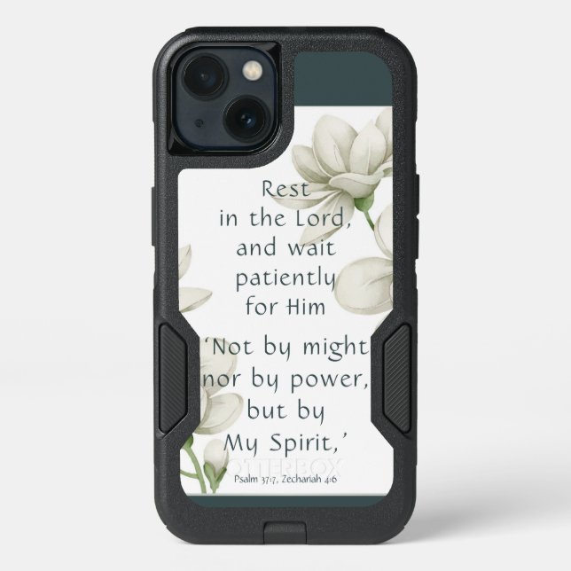 Bible Scripture Encouragement Quotes White Flower  Otterbox iPhone Case (Back)