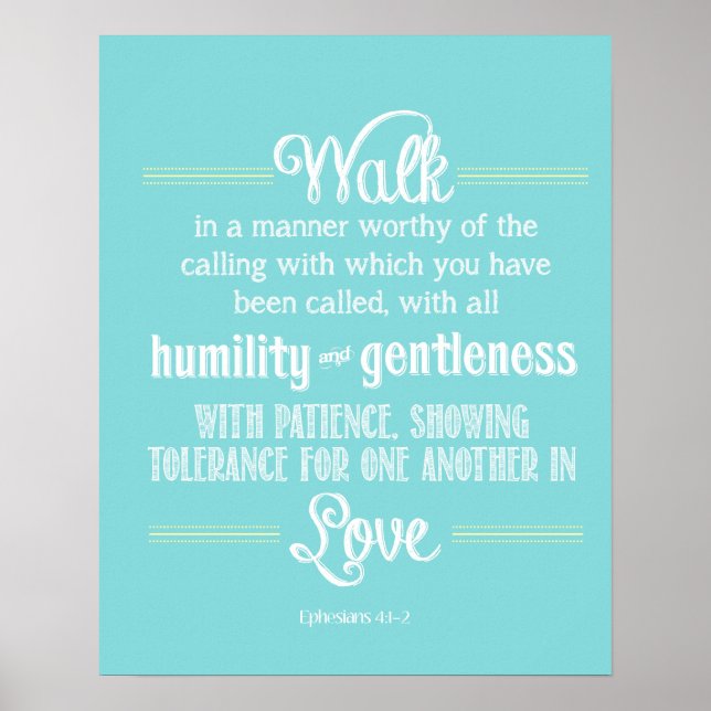 Bible Scripture Ephesians 4:1-2 Poster (Front)