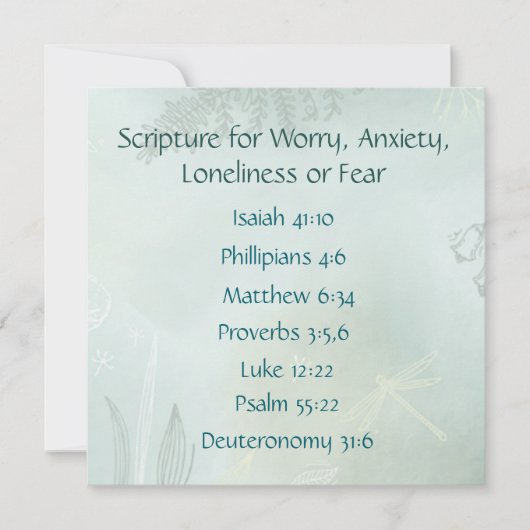 Bible Scripture for Worry Anxiety, Loneliness Fear (Front)