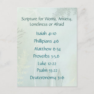 Bible Scripture for Worry Anxiety, Loneliness Fear Postcard