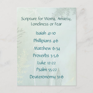 Bible Scripture for Worry Anxiety, Loneliness Fear Postcard