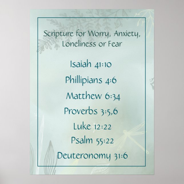 Bible Scripture for Worry Anxiety, Loneliness Fear Poster (Front)