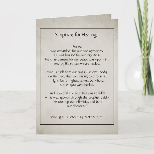 Bible Scripture  Healing Health Sickness Get Well Card (Front)