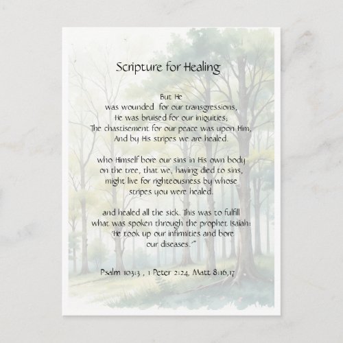 Bible Scripture  Healing Health Sickness Get Well Postcard