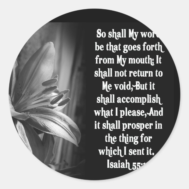 BIBLE SCRIPTURE ISAIAH 55:11 CLASSIC ROUND STICKER (Front)