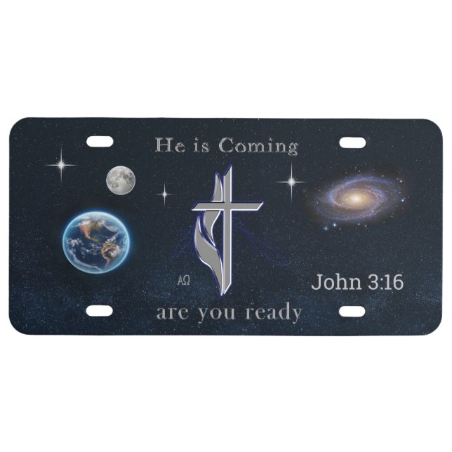 Bible scripture John 3:16 License Plate (Front)