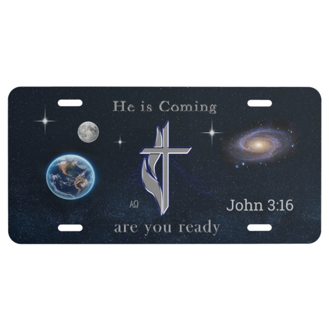 Bible scripture John 3:16 License Plate (Front)