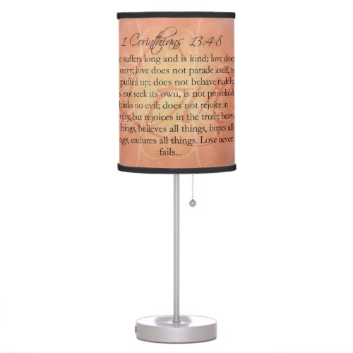 Bible Scripture Love Script on Orange Vintage Table Lamp