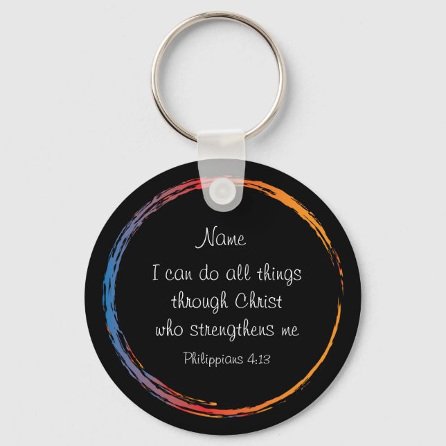 Bible scripture Philippians 4:13 Strength Prayer Keychain (Front)