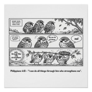 Bible Scripture Phillipians Cartoon Sparrow Art Poster
