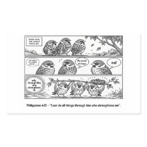 Bible Scripture Phillipians Cartoon Sparrow Art Rectangular Sticker