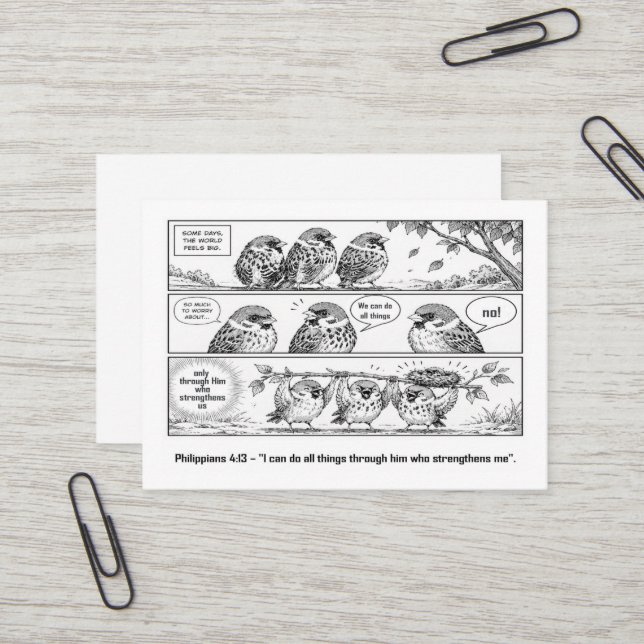 Bible Scripture Proverbs Cartoon Sparrow Art Business Card (Front/Back In Situ)