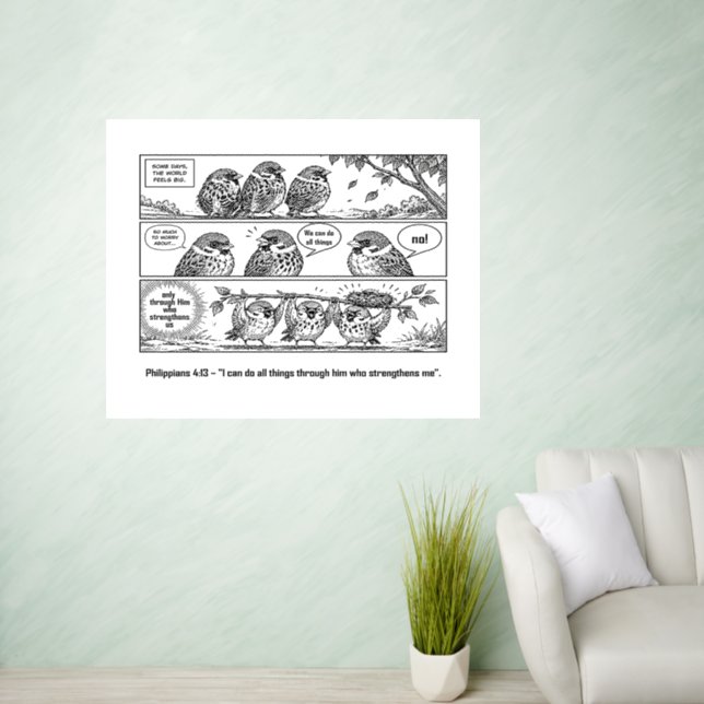 Bible Scripture Proverbs Cartoon Sparrow Art Wall Decal (Living Room)
