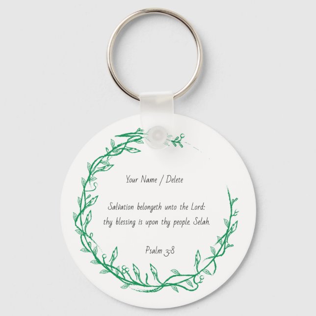Bible scripture Psalm 3 - 8 Salvation psalm Keychain (Front)