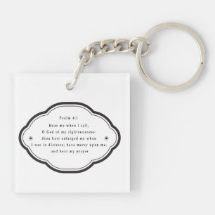 Bible scripture Psalm 4-1 Christianity Keychain