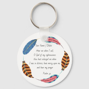 Bible scripture Psalm 4-1 prayer for help Keychain