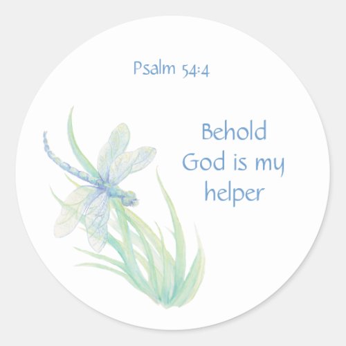 Bible Scripture Psalm 544 God is my Helper Quote Classic Round Sticker