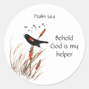 Bible Scripture Psalm 54:4 God is my Helper Quote Classic Round Sticker